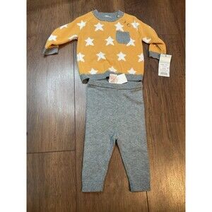 knit 0-3 month star unisex neutral outfit 2 piece nwt cat & jack